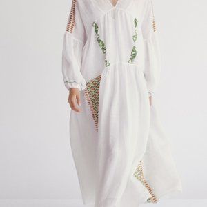 Massimo Dutti linen dress, embroidered, size XL